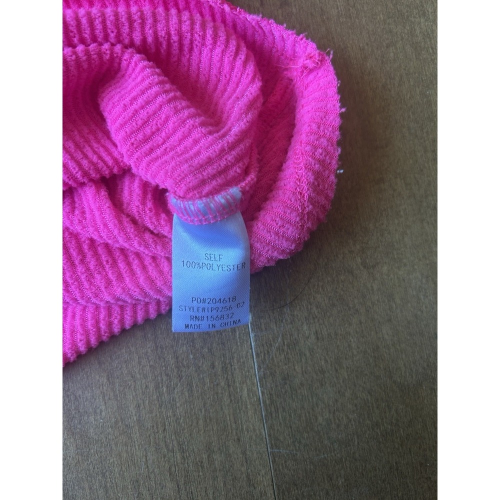 BiBi Waved Rib U Neck Top Front Pocket Fuchsia Hot Pink Boho Boutique Summer - Picture 6 of 8